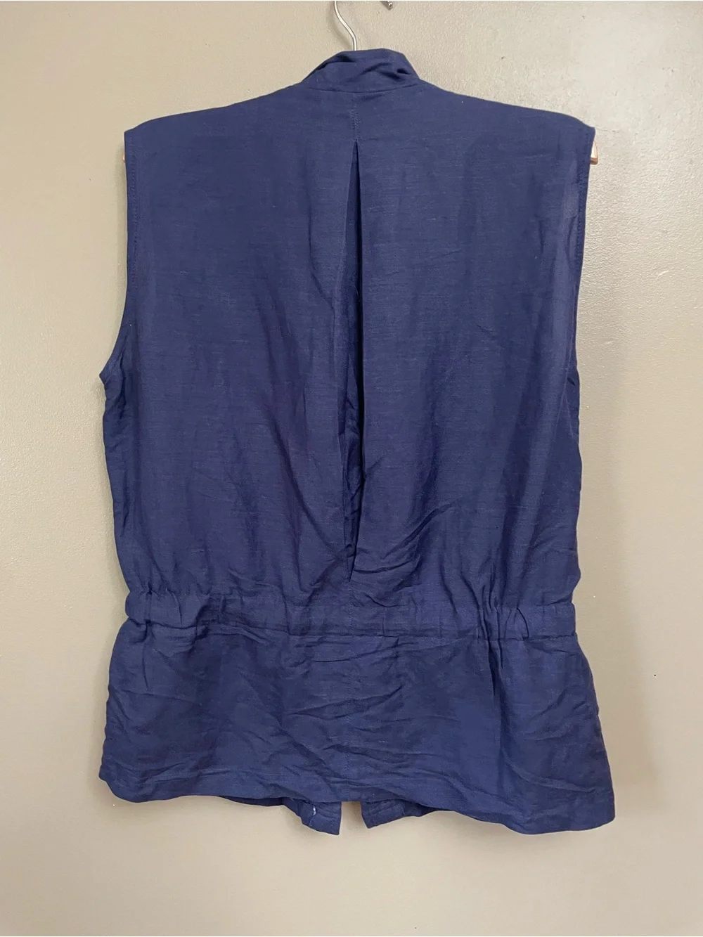 Louise Paris Linen zipper vest cinch waist beach coastal